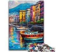 Puzzle 1000 pièces pour Adultes, Peinture du Front de mer de Naples, Italie, pour Les Enfants de 14 Ans et Plus Jouets de Jeu, idéal comme Cadeau pour Toute la Famille 26x38cm