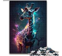 Puzzle 1000 pièces pour Adultes, Peinture Girafe, en Carton, Divertissement Relaxant, Cadeau de Noël idéal et décoration d'intérieur, 1000 pièces(26x38cm)
