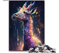 Puzzle 1000 pièces pour Adultes, Peinture Girafe, en Carton, idéal pour Halloween, Noël, Anniversaire, 1000 pièces(26x38cm)