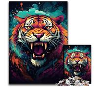 Puzzle 1000 pièces pour Adultes Peinture majestueuse Tigre Puzzle Stimulant activité familiale Casse-tête décoration d'intérieur Cadeau de Vacances 1000 pièces (75 x 50 cm)