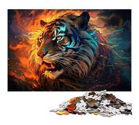 Puzzle 1000 pièces pour Adultes Peinture psychédélique colorée d'un Tigre de Sibérie Puzzle pour Adolescents de 14 Ans et Plus 1000 pièces (38 x 26 cm)