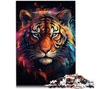 Puzzle 1000 pièces pour Adultes Peinture Tigre féroce Puzzle Casse-tête 26x38cm est idéal comme Cadeau pour Toute la Famille