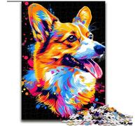 Puzzle 1000 pièces pour Adultes Pembroke Welsh Corgi en Bois, idéal comme Cadeau pour s'amuser en Famille. 50x75cm. pour la décoration intérieure, l'entraînement cérébral et Les fêtes de Fin d'année.