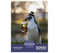 Puzzle 1000 Pièces pour Adultes, Penguin Sipping A Beer, Réduction du Stress, Cadeau De Fin D’Année, Pièces Durables, 52x38cm/1000pcs