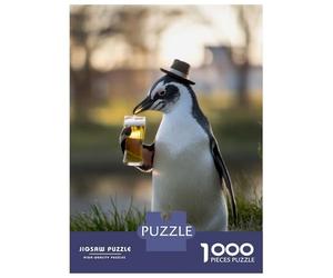 Puzzle 1000 Pièces pour Adultes, Penguin Sipping A Beer, Réduction du Stress, Cadeau De Fin D’Année, Pièces Durables, 52x38cm/1000pcs