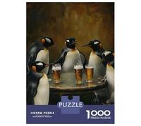 Puzzle 1000 Pièces pour Adultes Penguins Beer in A Tavern Puzzle Casse-tête Jeu De Réflexion Cadeau pour Femmes Difficile Et Stimulant 52x38cm/1000pcs