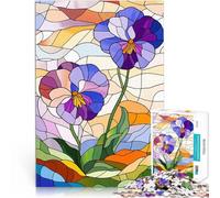 Puzzle 1000 pièces pour Adultes Pensées en vitrail Entraînez Votre Cerveau et Vos Mains Jeu éducatif pour Anniversaire, Noël 38x26cm