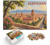 Puzzle 1000 pièces pour Adultes, Perpignan Cityscape Travel Poster | Comme idée cadeau de Noël : ce puzzle 1000 pièces pour adultes offre aux adultes un loisir calme en hiver.