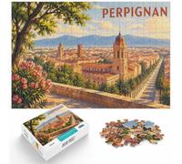 Puzzle 1000 pièces pour Adultes, Perpignan Cityscape Travel Poster | Pour le plaisir d'un puzzle classique : ce puzzle 1000 pièces adulte offre un loisir calme à la maison.
