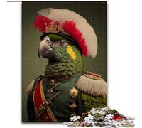 Puzzle 1000 pièces pour Adultes Perroquet en Uniforme Militaire en Bois, idéal comme Cadeau pour s'amuser50x75cm pour la décoration intérieure, l'entraînement cérébral et Les fêtes de Fin d'année