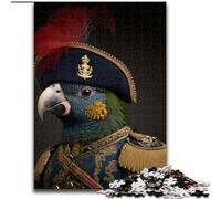 Puzzle 1000 pièces pour Adultes Perroquet en Uniforme Militaire Puzzle en Carton, Cadeau de Vacances idéal pour Noël, Halloween, Pâques, Nouvel an 1000 pièces(26x38cm)