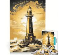 Puzzle 1000 pièces pour Adultes Phare doré Sérénité, Jeu Impossible, Analyse et logique, Renforce l'amour Entre Les Couples 38x52cm