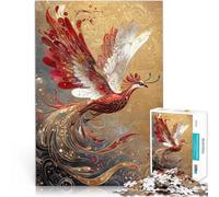 Puzzle 1000 pièces pour Adultes Phénix Rubis et Perle Fait de Bois Convient aux 14 Ans et Plus Jeu de décoration d'intérieur Bon Cadeau。Taille:50x75cm/19.68x29.52pouce