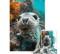 Puzzle 1000 pièces pour Adultes Phoque Curieux Jouet sous-Marin Jeu éducatif et Pratique Idée Cadeau éducative (Dimensions 38x52cm)