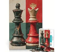 Puzzle 1000 pièces pour Adultes,pièces d'échecs,Roi et Reine,découpe précise,Jeu de réflexion et de détente,Cadeau Artistique de Noël (38x26cm)