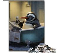 Puzzle 1000 pièces pour Adultes Pingouin lisant Un Journal Puzzles pour Adultes 1000 pièces Décoration d'intérieur Cadeau, Jeu de réflexion (Taille 50x75cm)