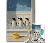 Puzzle 1000 pièces pour Adultes - Pingouin prenant Un Bain - 1000 pièces pour Adolescents - Jeu Stimulant pour Toute la Famille (Taille 38x26cm)