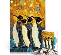Puzzle 1000 pièces pour Adultes Pingouins côte à côte Fabriqué en Carton pour Les 14 Ans et Plus Casse-tête Jeux de Famille Cadeaux de Noël et d'anniversaire。Taille:26x38cm/10.24x14.96pouce