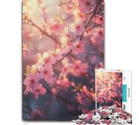 Puzzle 1000 pièces pour Adultes, Pink Cherry Blossoms in Golden Light | Un cadeau puzzle du Nouvel An pour les soirées calmes du Nouvel An, pour se détendre.