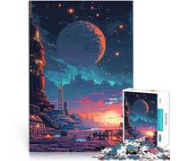 Puzzle 1000 pièces pour Adultes Pixel Art Planète SciFi Séjour Anti-Stress pour Tuer Le Temps Une œuvre d'art 52x38cm
