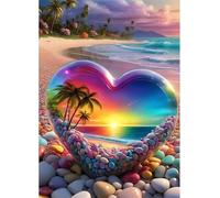 Puzzle 1000 Pièces pour Adultes, Plage Cœur Arc-en-Ciel Puzzle Adulte 1000 pièces, Jeu de Création et Logique, Activité Détente, Idée Cadeau Adulte Décoration Intérieure