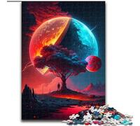 Puzzle 1000 pièces pour Adultes Planète Arbre en Bois, idée Cadeau de Noël, Illustration Humoristique, Illustration détaillée 50x75cm pour Anniversaire, Vacances, Noël, Halloween
