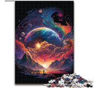 Puzzle 1000 pièces pour Adultes Planète colorée en Explosion en Bois, Un Excellent Cadeau pour s'amuser en Famille 50x75cm pour Les Vacances, Les Anniversaires et Les soirées de Jeux en Famille