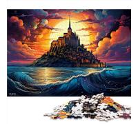 Puzzle 1000 pièces pour Adultes, Plein à l'Abbaye du Mont Saint-Michel Puzzle en Papier, pour Adultes et Enfants à partir de 12 Ans, activité familiale. Taille : 52X38cm