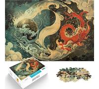 Puzzle 1000 pièces pour Adultes Poisson créatif Yin et Yang Jeu Familial Anti-Stress Défi Difficile Œuvre d'art 75x50cm