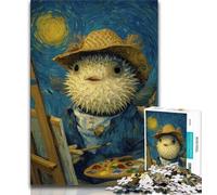 Puzzle 1000 pièces pour Adultes Poisson-Globe façon Night Sky, Jouet éducatif Anti-Stress, avec Affiche et fiche de Questions Assorties, à partir de 14 Ans, 38x26cm