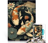 Puzzle 1000 pièces pour Adultes Poisson Koi dans Le Style Japonais Ukiyo Jeu Stimulant Chaque pièce est Unique - Jeu Familial Stimulant et Amusant 50x70cm