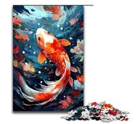 Puzzle 1000 pièces pour Adultes Poisson Koi entouré d'éclaboussures dans Le Style Puzzles pour Adultes Puzzle en Bois Jeu Stimulant 75x50cm