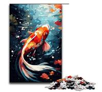 Puzzle 1000 pièces pour Adultes Poisson koï entouré d'éclaboussures décoration Murale Anti Stress 75 x 50 cm