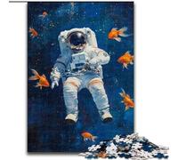 Puzzle 1000 pièces pour Adultes Poisson Rouge Astronaute, Analyse et logique avec pièces entièrement emboîtables de Formes aléatoires pour Les Enfants de 14 Ans et Plus 26x38cm
