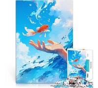 Puzzle 1000 pièces pour Adultes Poisson Rouge dans Le Ciel Bleu Jouets de Divertissement Familial Cadeau Amusant 50x70cm