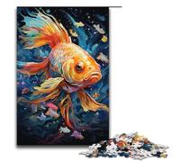 Puzzle 1000 pièces pour Adultes Poisson Rouge psychédélique coloré dans Le Ciel étoilé Puzzle Jeu Pratique Décoration intérieure Unique et Cadeaux 1000 pièces (38 x 26 cm)