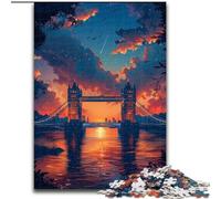 Puzzle 1000 pièces pour Adultes Pont d'Angleterre en Bois, pour Noël et Le Nouvel an, Cadeau de Vacances 50x75cm pour Un Jeu interactif en Famille