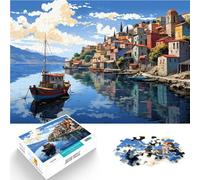 Puzzle 1000 pièces pour Adultes Port sacré en Bois Grèce Compétition de Vitesse Manuelle 26x38cm Soulagement du Stress Séjour Tuer Le Temps