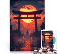 Puzzle 1000 pièces pour Adultes Porte du Coucher de Soleil Japonaise Jeu de Quiz Activités Amusantes à la Maison, Cadeaux d'anniversaire, Cadeaux de Voyage, 52x38cm