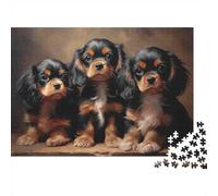 Puzzle 1000 pièces pour Adultes Portrait Chiots Cavalier Chiots Cavalier Groupe Mignon Chaleureux Défiant Difficile Premium Épais Solide Vibrant Soulagement du Stress Jeu Familial 70x50cm/1000pcs