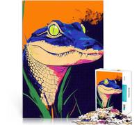 Puzzle 1000 pièces pour Adultes Portrait d'alligator Jouets éducatifs d'apprentissage Chaque pièce est Unique - Jeu Familial Stimulant et Amusant 26x38cm