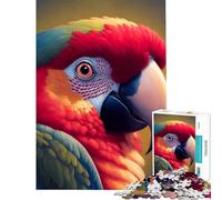 Puzzle 1000 pièces pour Adultes Portrait d'ara Rouge Jeu intellectuel Jeu Familial Convient aux Couples pour Les Amateurs de Jeux (Dimensions 50x75cm)