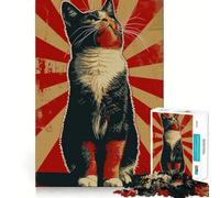 Puzzle 1000 pièces pour Adultes,Portrait de Chat,Art Urbain,découpe Premium,Jeu de réflexion,Divertissement,décoration de Noël (50x75cm)