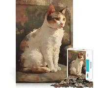 Puzzle 1000 pièces pour Adultes,Portrait de Chat Calico,Peinture,découpe précise,Art,Jeu de réflexion créatif,Loisirs,Jeu Amusant,Cadeau d'anniversaire (38x26cm)