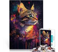 Puzzle 1000 pièces pour Adultes Portrait de Chat coloré Jouet éducatif intellectuel décompressant Bon Cadeau 38x26cm