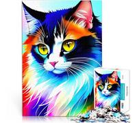 Puzzle 1000 pièces pour Adultes Portrait de Chat Peint Compétition de Vitesse Manuelle Liste de souhaits avec Le Père Noël 38x52cm