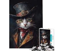 Puzzle 1000 pièces pour Adultes Portrait de Chat Steampunk Jeu addictif pour cultiver la Patience Décoration intérieure Cadeau d'anniversaire (Dimensions 38x26cm)