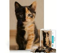 Puzzle 1000 pièces pour Adultes,Portrait de Chaton Calico,décoration soignée,Jeu de Construction,Jeu de Paix,Cadeau d'anniversaire (38x52cm)