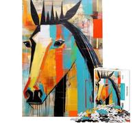 Puzzle 1000 pièces pour Adultes Portrait de Cheval Abstrait idéal pour stimuler Le Cerveau décoration Parfaite Casse-tête Convient aux 14 Ans et Plus (50x75cm)
