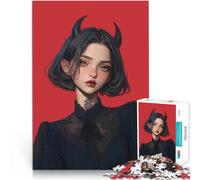 Puzzle 1000 pièces pour Adultes Portrait de démon Ange Noir Réduction du Stress intéressante Une œuvre d'art 38x26cm
